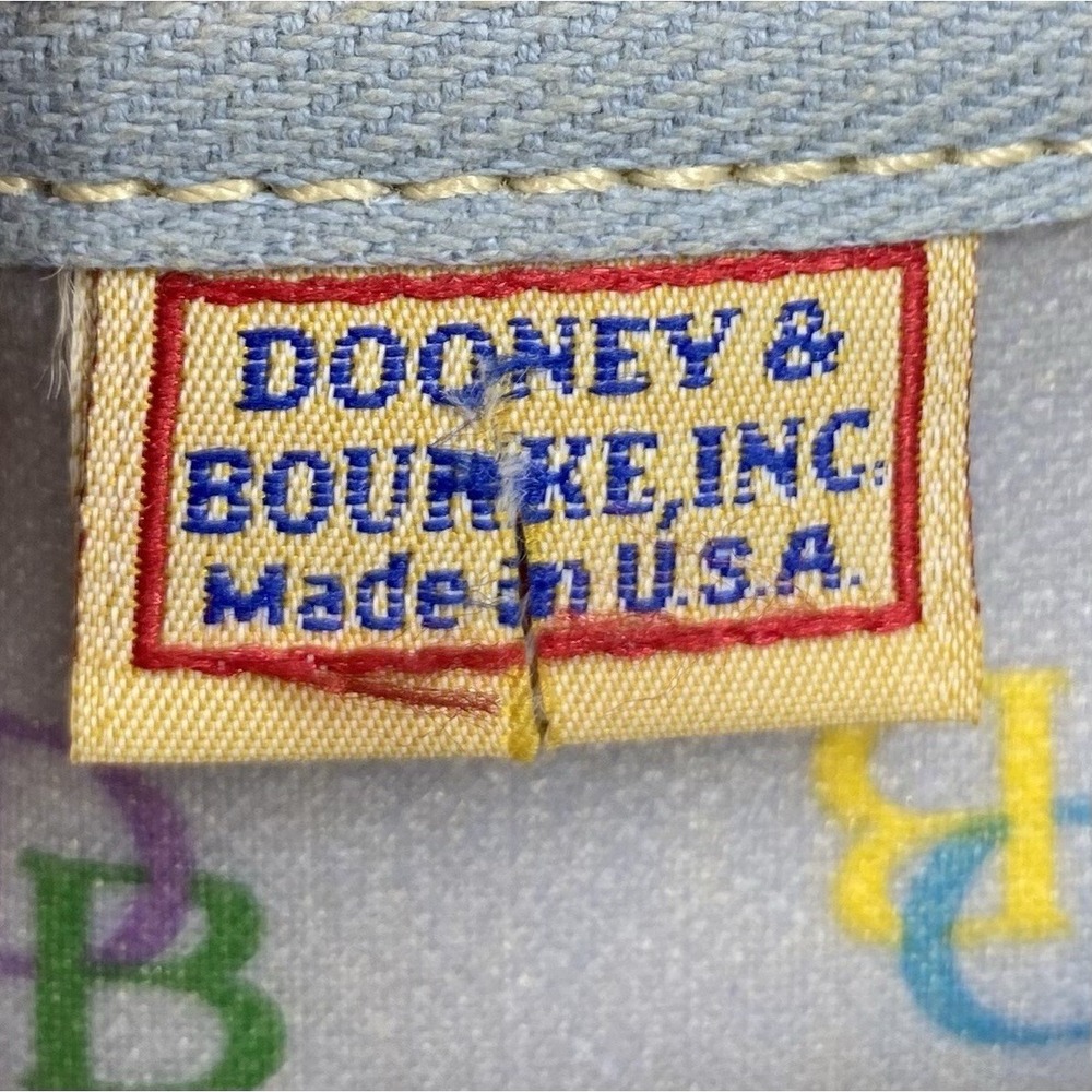 Vtg Y2K Dooney & Bourke Rainbow Monogram Tassel Tote Signature Blue Handbag-flaw - Picture 11 of 13